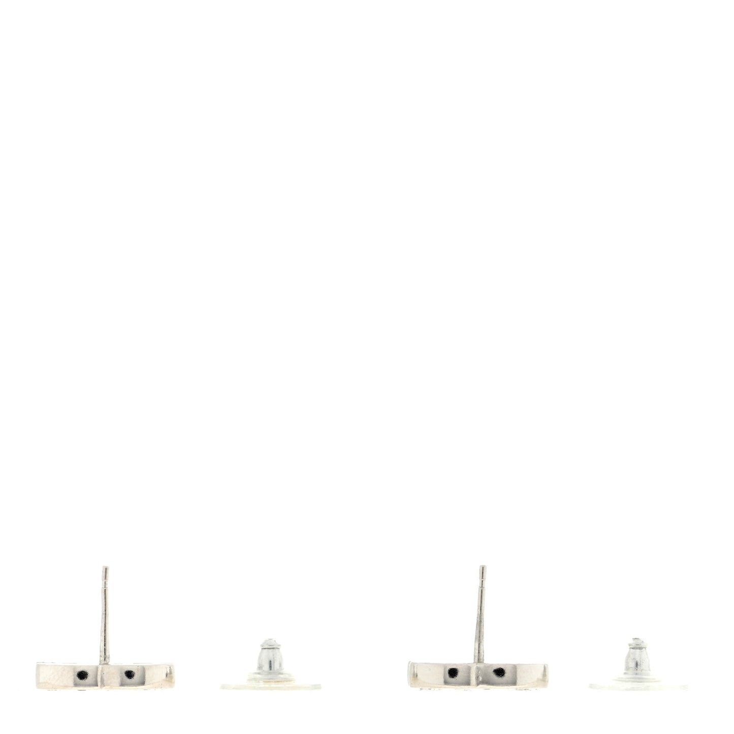 Baguette Crystal CC Earrings Silver Grey