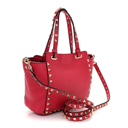 Valentino Garavani Pebbled Calfskin Mini Rockstud Tote  Cyclamin 3 of 10