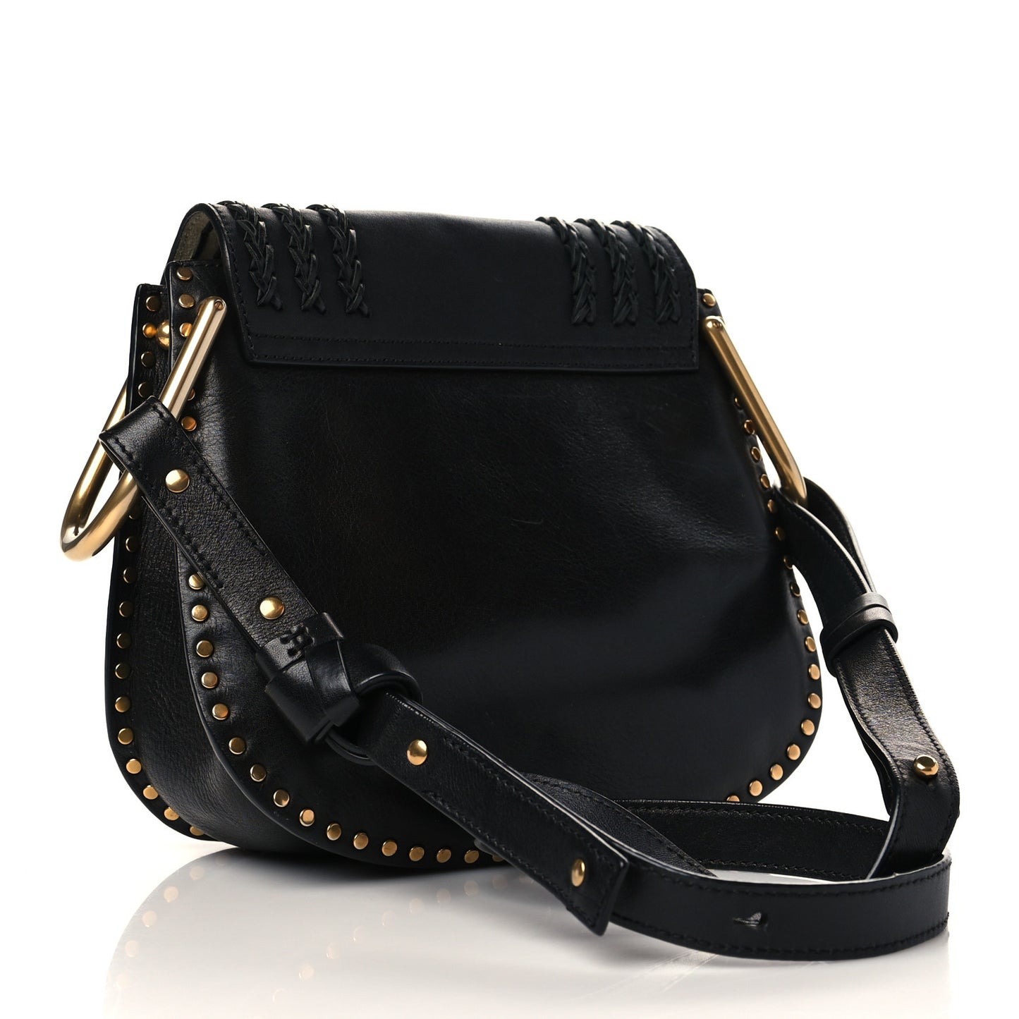 Calfskin Braided Small Hudson Shoulder Bag Black