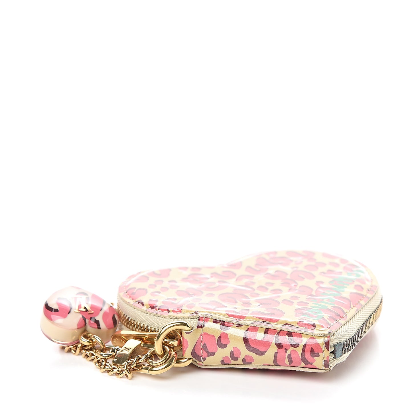 Vernis Leopard Coeur Heart Coin Purse Blanc Corail
