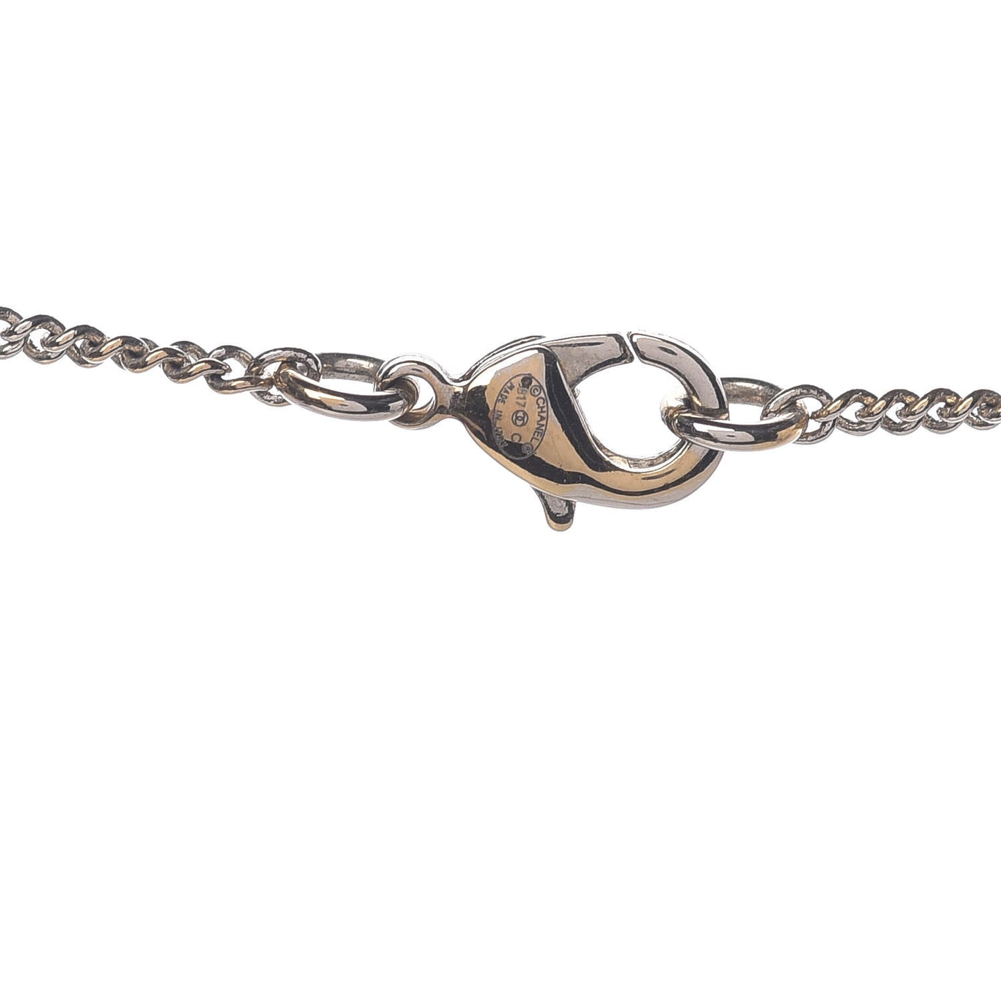 Baguette Crystal Quilted CC Pendant Necklace Gold