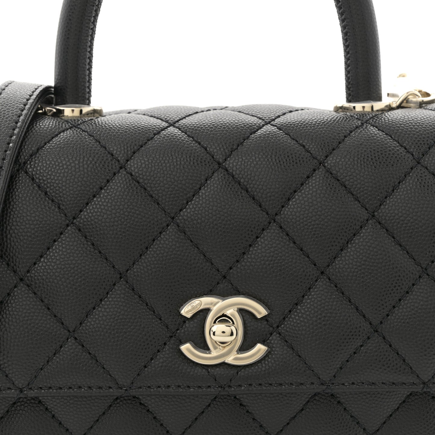 Caviar Quilted Mini Coco Handle Flap Black
