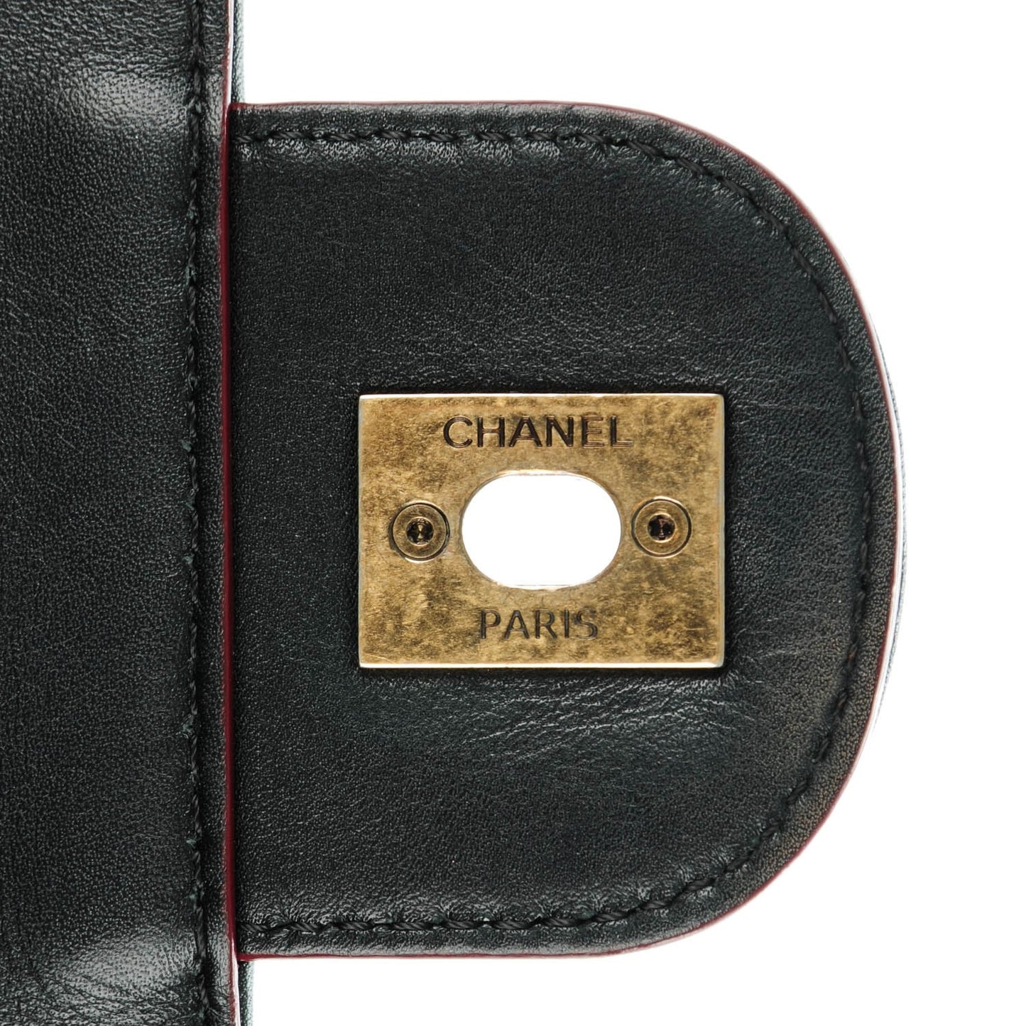 Calfskin Quilted Large Perfect Edge Flap Black