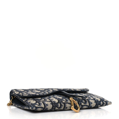 Christian Dior Oblique Saddle Chain Long Wallet Blue 5 of 10