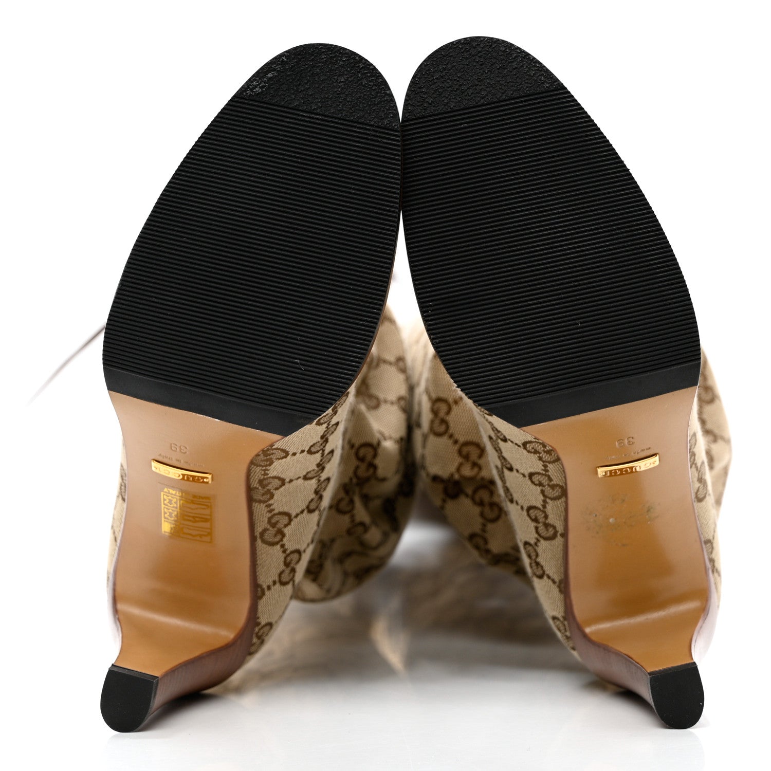 Gucci Monogram Over the Knee Boots 39 Beige Ebony 5 of 7