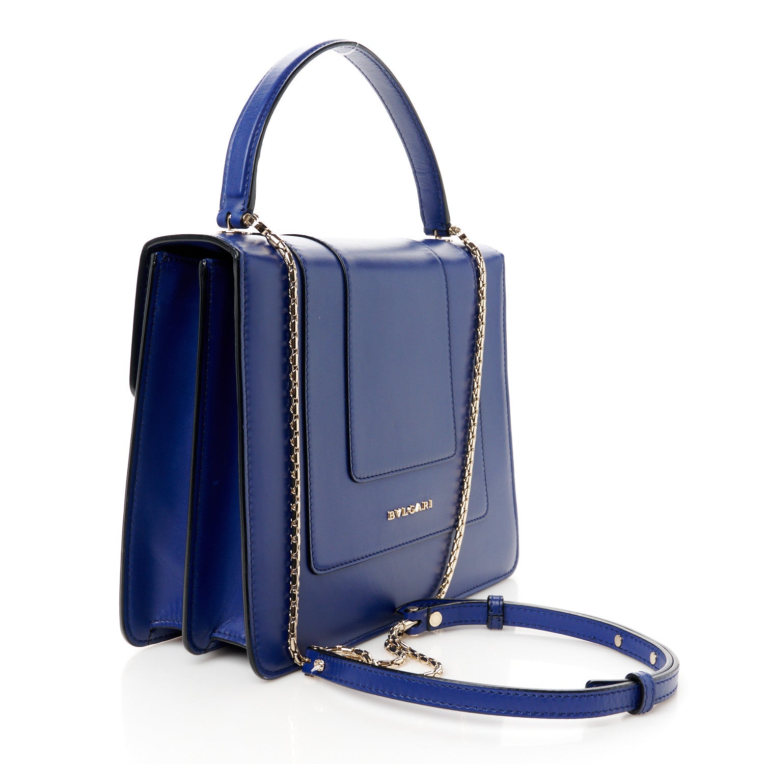 Bulgari Calfskin Large Serpenti Forever Top Handle Blue 4 of 13