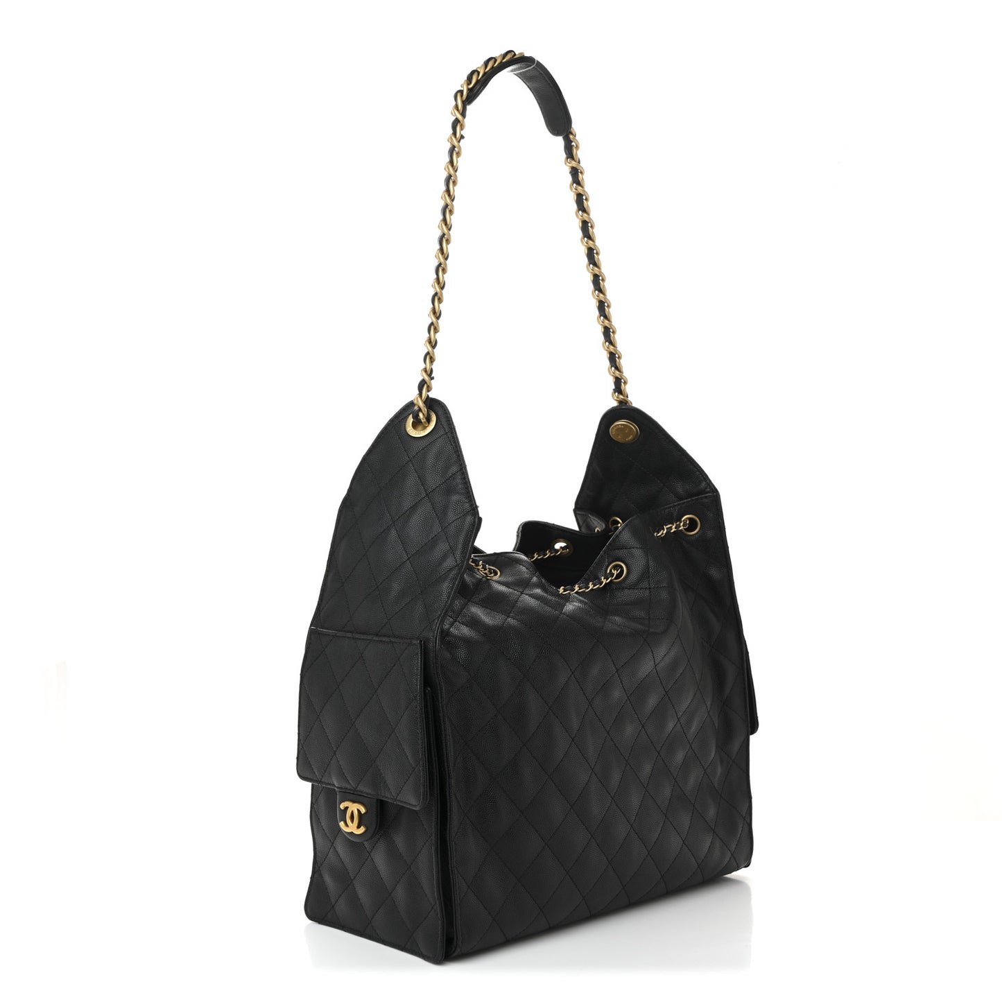 Caviar Quilted Medium Chanel 25 Handbag Black