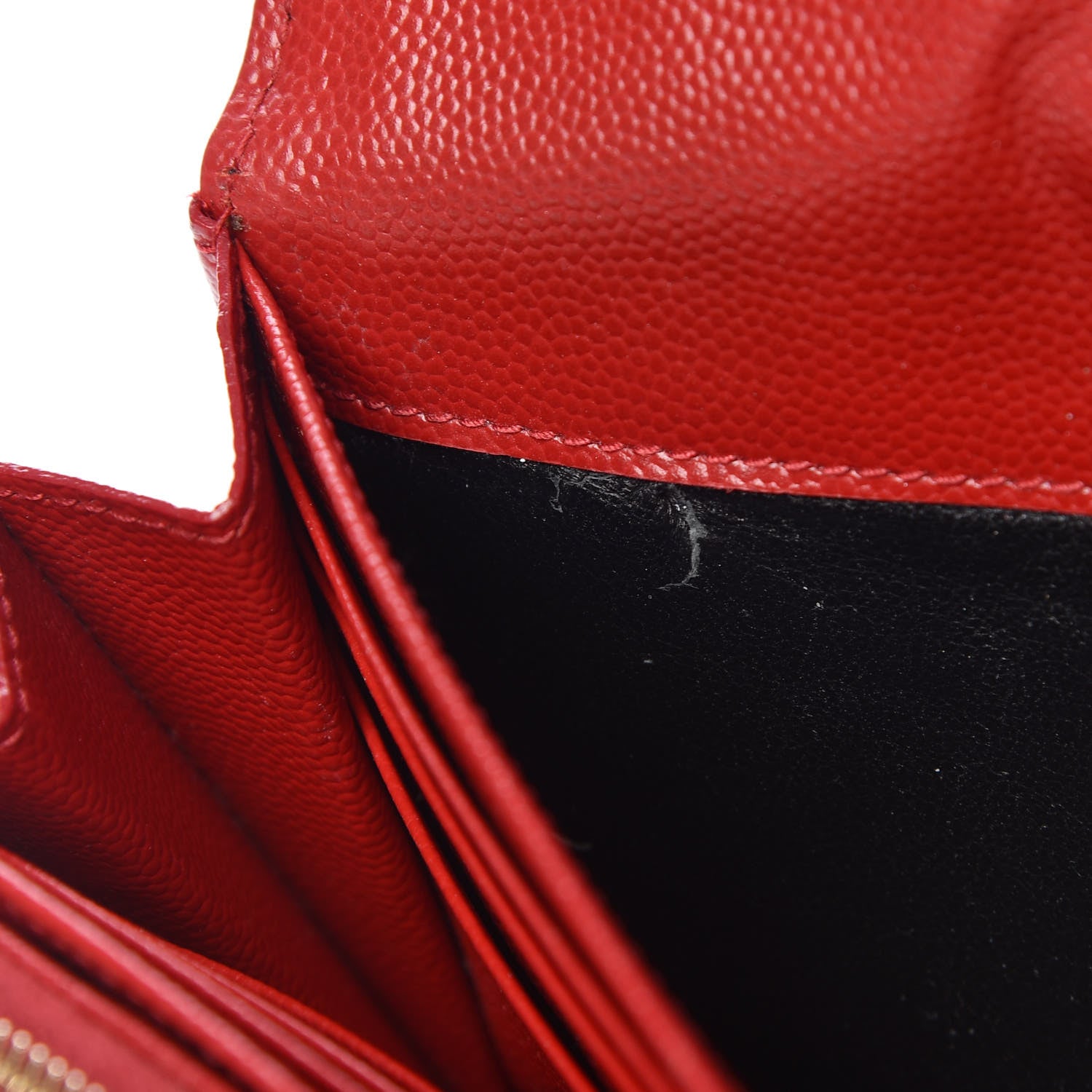 Saint Laurent Grain De Poudre Matelasse Chevron Monogram Flap Wallet Red 12 of 15