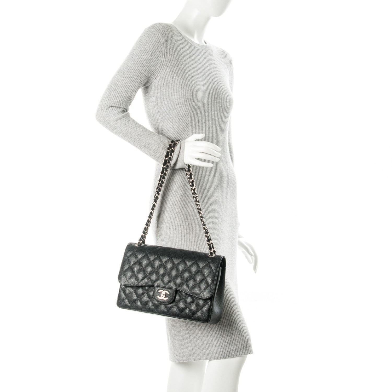 Chanel Caviar Quilted Jumbo Double Flap Black 2 of 8