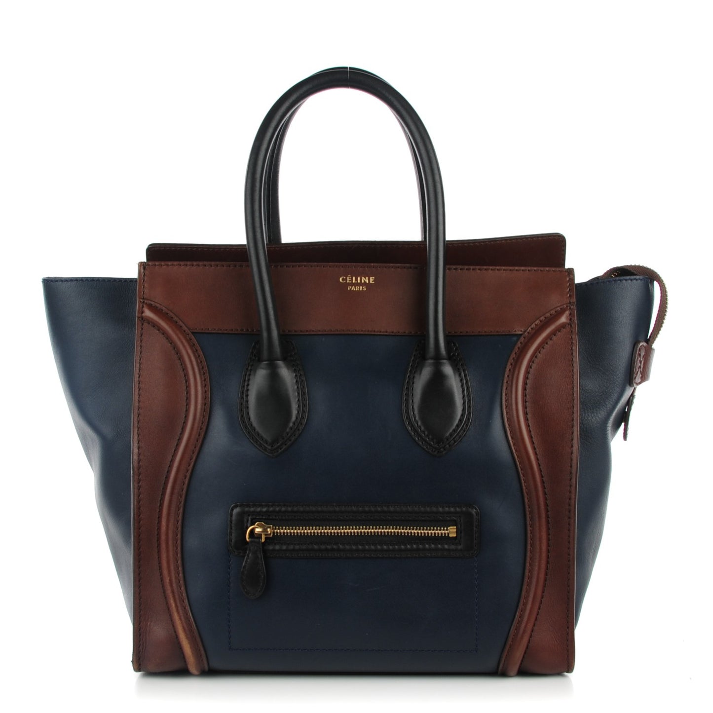Smooth Calfskin Mini Tri-Color Luggage Navy