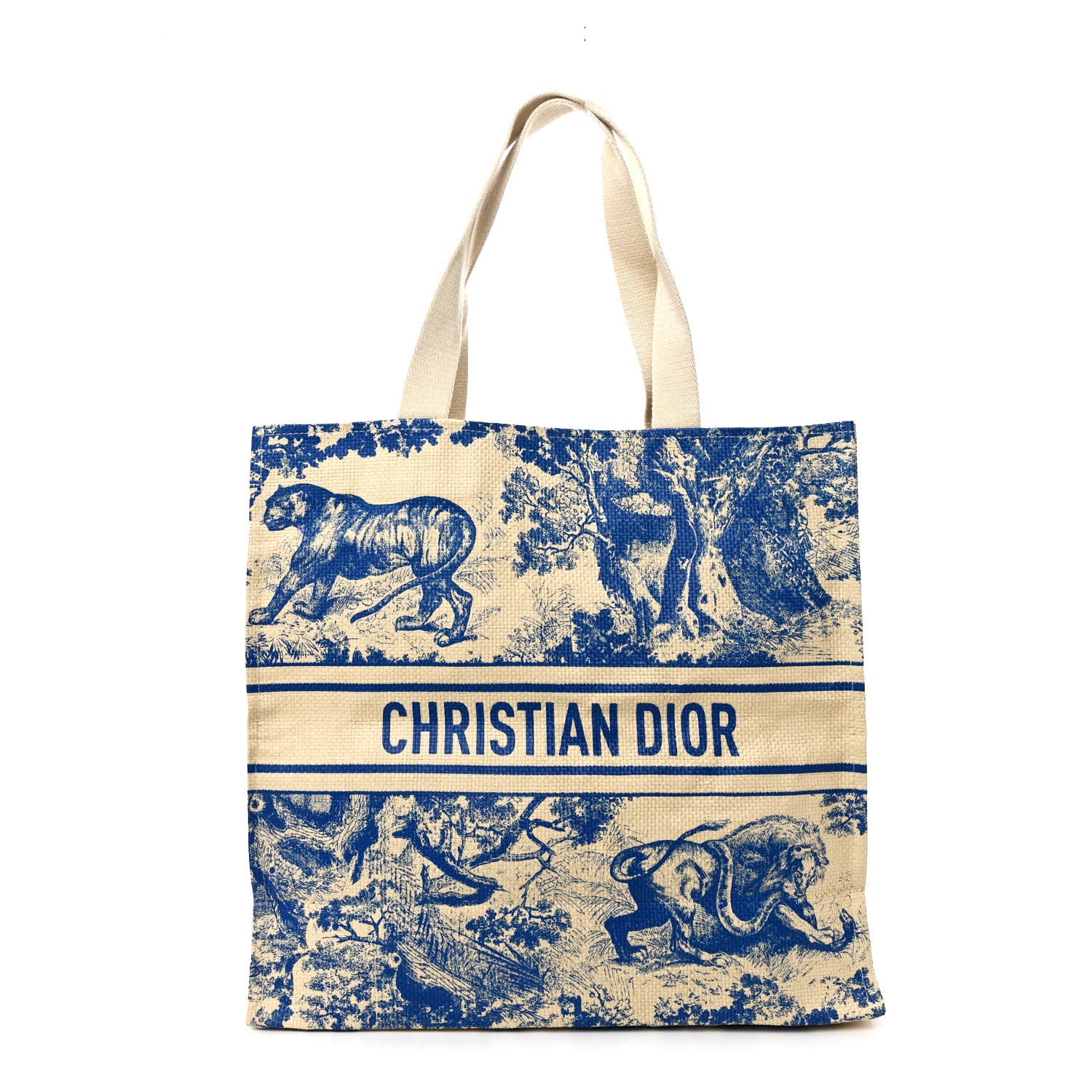 Christian Dior Straw Dioriviera Tote Blue 1 of 12