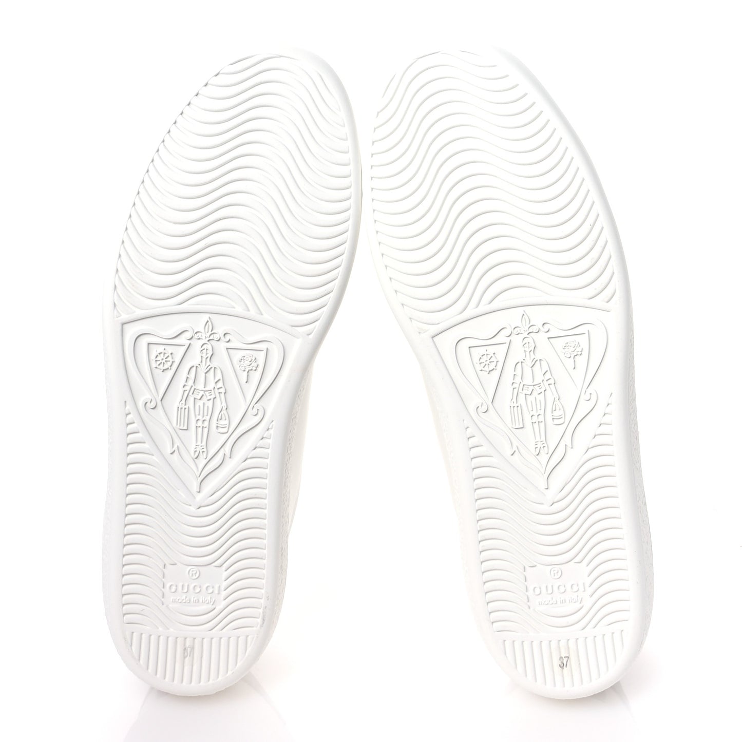 Calfskin Interlocking G Perforated Womens Ace Sneakers 37 White Grey Sky