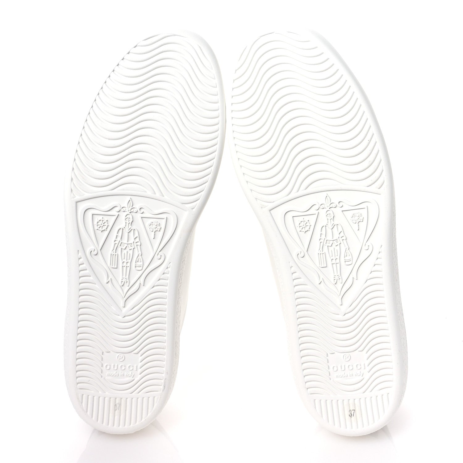 Gucci Calfskin Interlocking G Perforated Womens Ace Sneakers 37 White Grey Sky 6 of 8