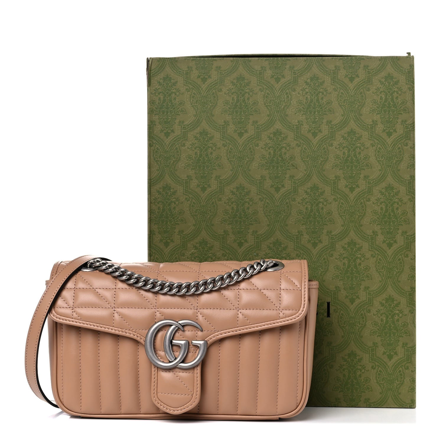 Gucci Calfskin Matelasse Aria Small GG Marmont Shoulder Bag Camelia 10 of 10