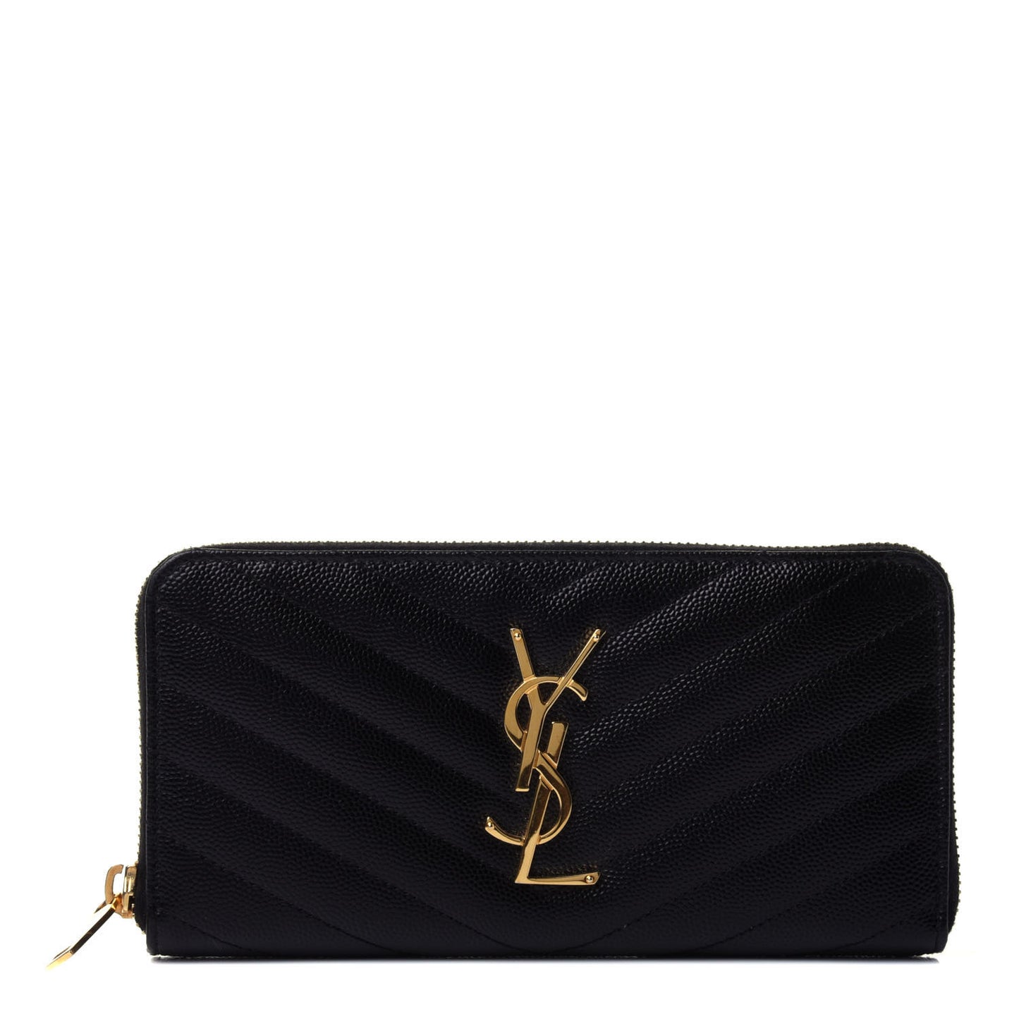 Grain De Poudre Matelasse Chevron Monogram Zip Around Wallet Black