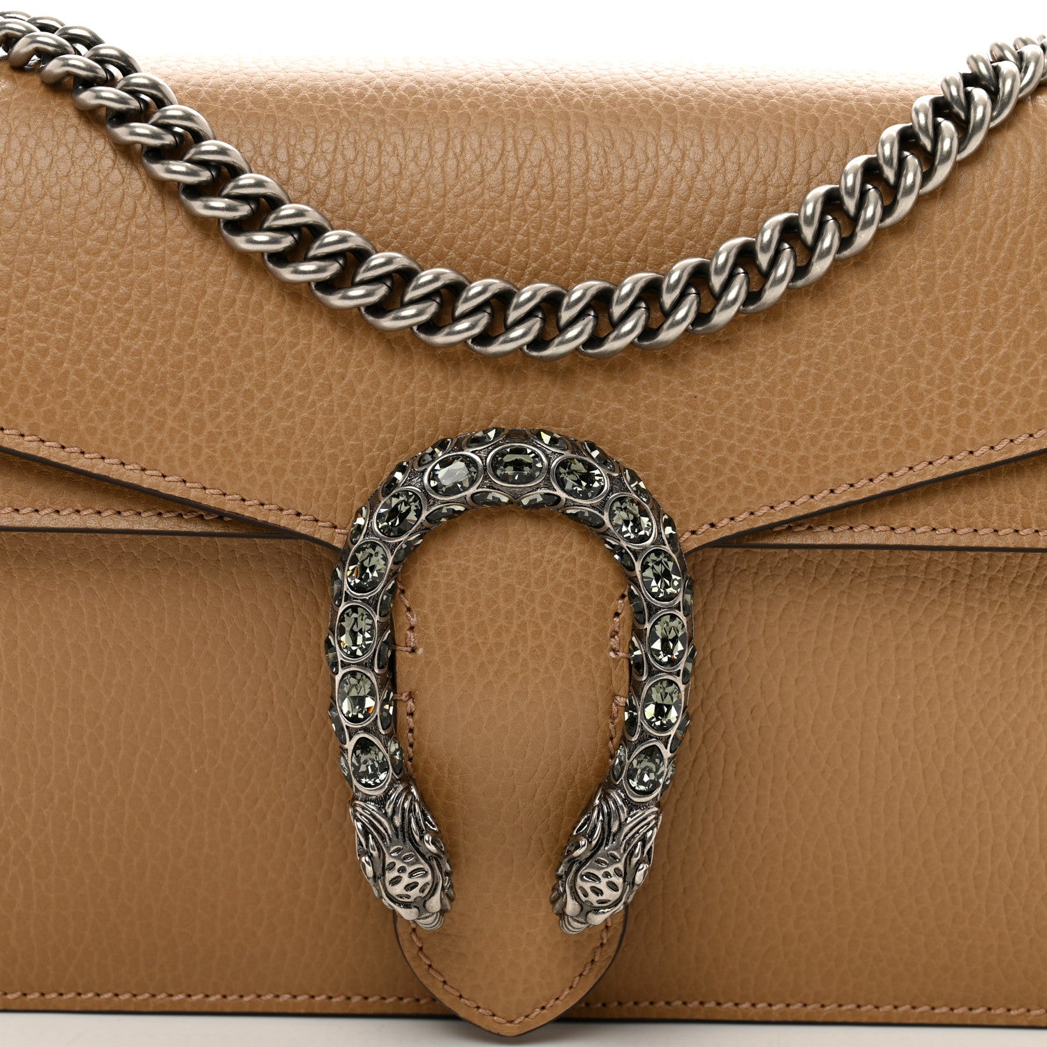 Gucci Dollar Calfskin Crystal Small Dionysus Shoulder Bag Natural Tan Black Diamond 8 of 11