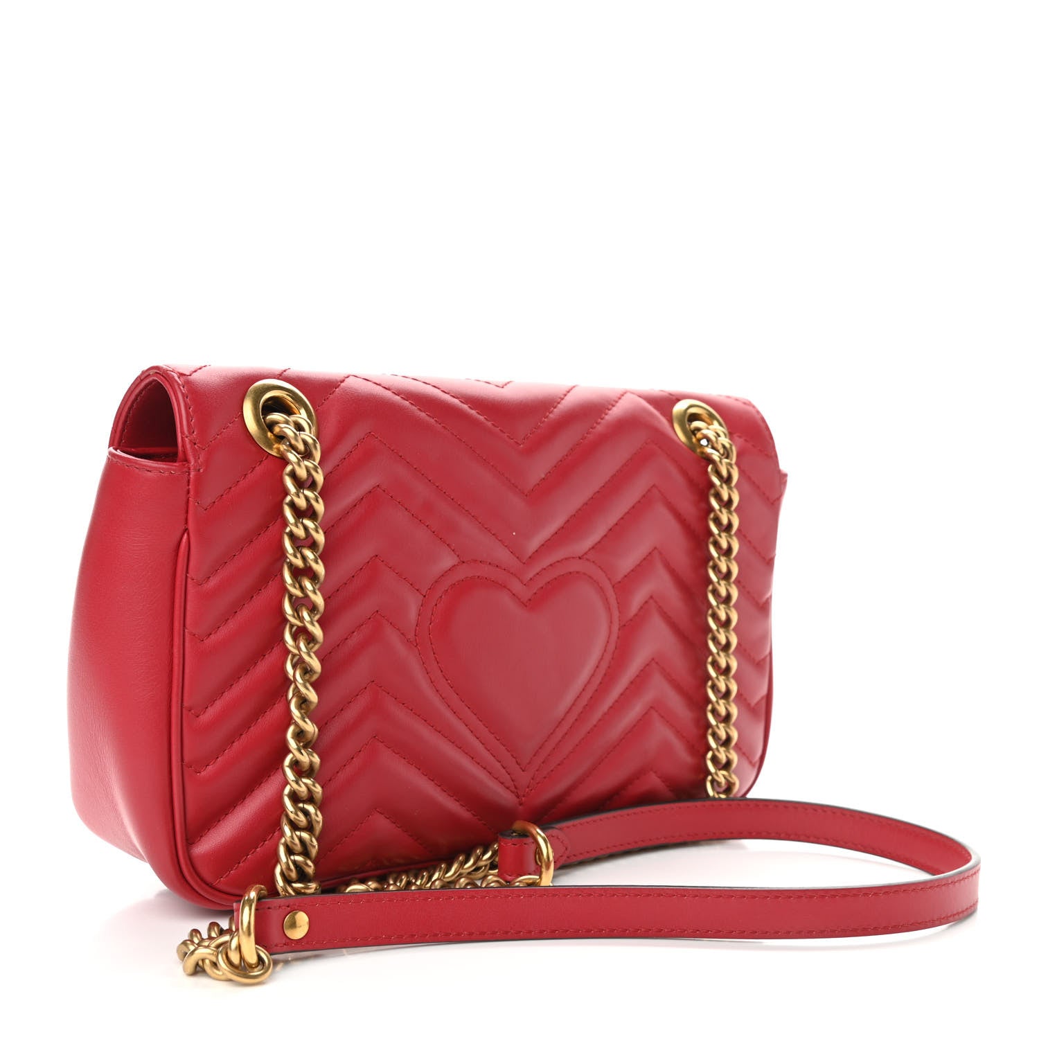 Gucci Calfskin Matelasse Small GG Marmont Shoulder Bag Hibiscus Red 3 of 12