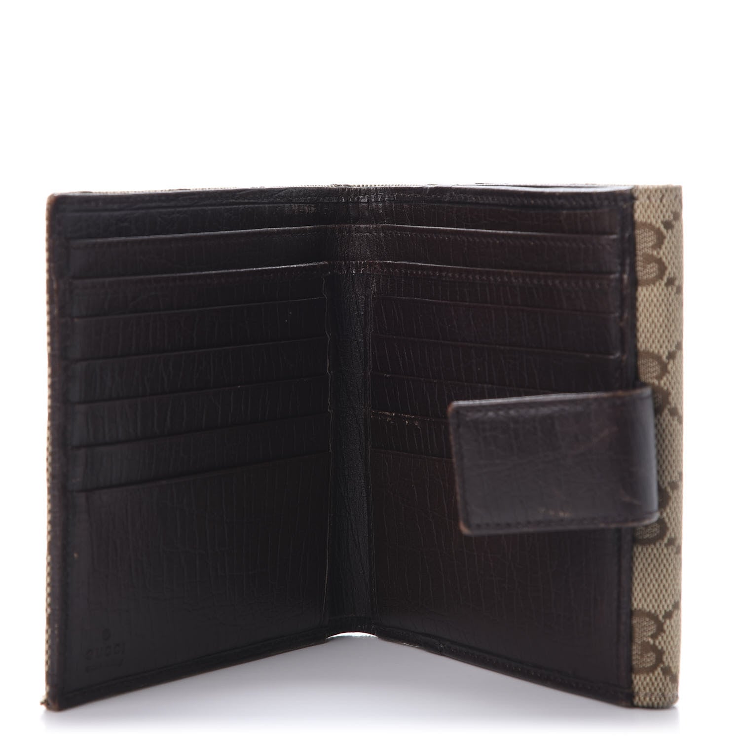 Gucci Monogram Web Hasler French Flap Wallet Brown 5 of 14