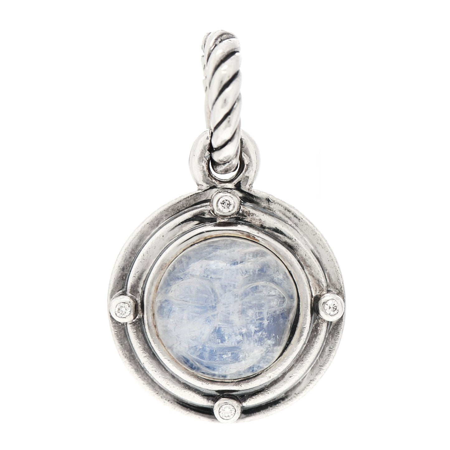 Sterling Silver Diamond Moonstone Amulet Enhancer Pendant