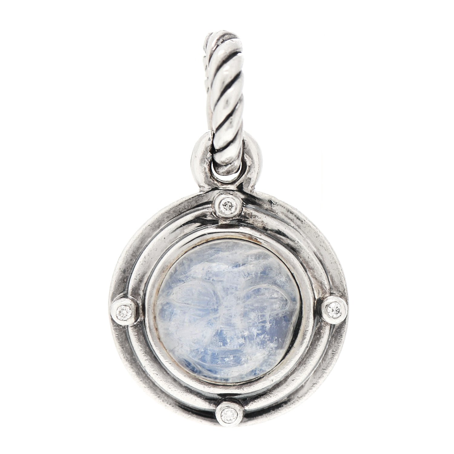 David Yurman Sterling Silver Diamond Moonstone Amulet Enhancer Pendant 1 of 5