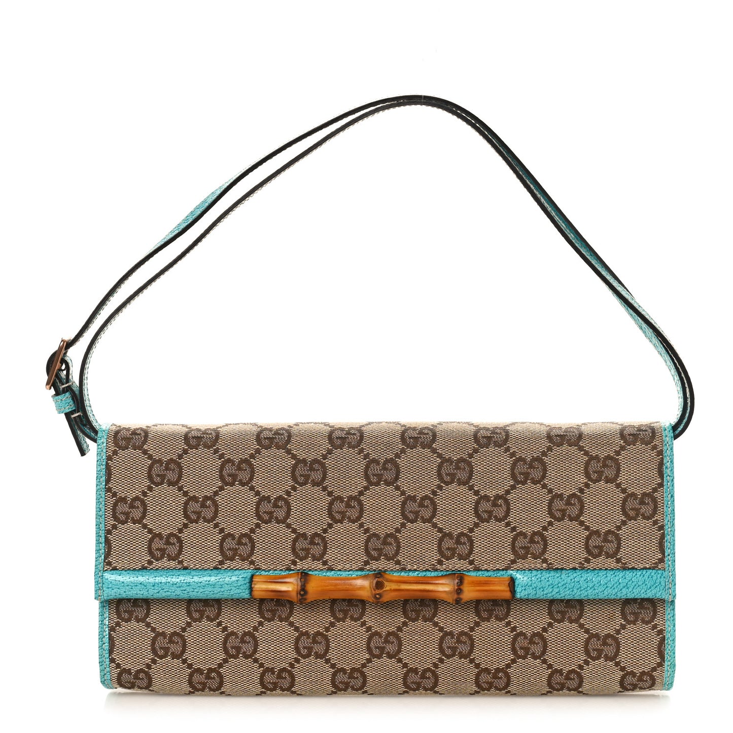 Monogram Bamboo Bar Clutch Turquoise