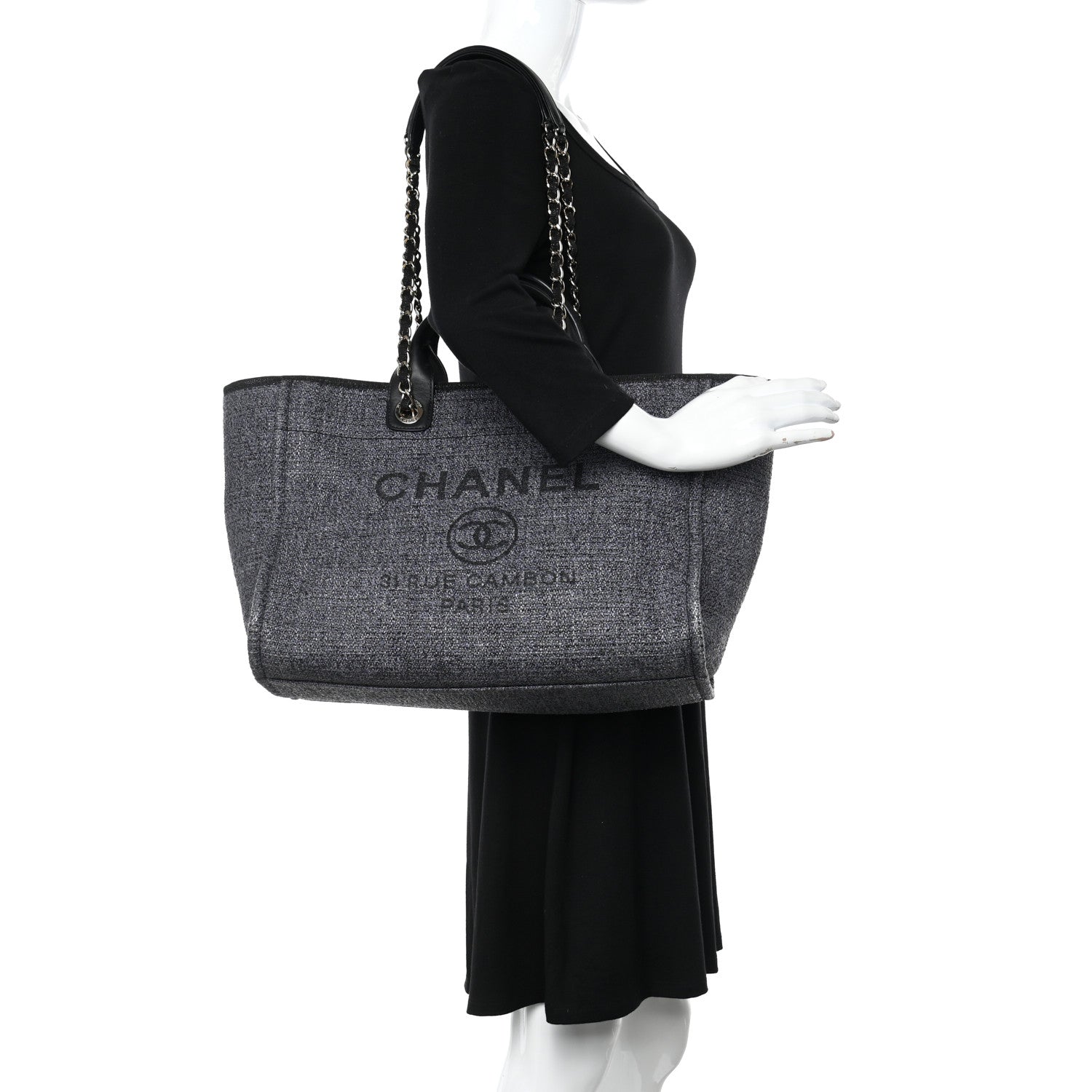 Chanel Lurex Boucle Medium Deauville Tote Black 2 of 11