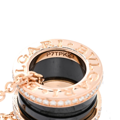Bulgari 18K Rose Gold Black Ceramic Diamond B.Zero1 Pendant Necklace 5 of 6