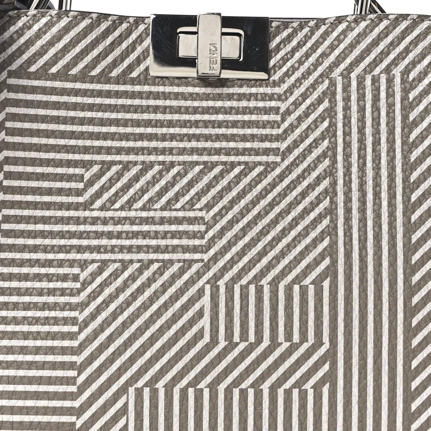 Fendi Cuoio Romano Striped Macro FF Bicolor Mini Peekaboo I SEE U Satchel Ghianda 7 of 9