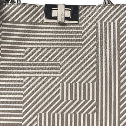 Fendi Cuoio Romano Striped Macro FF Bicolor Mini Peekaboo I SEE U Satchel Ghianda 7 of 9