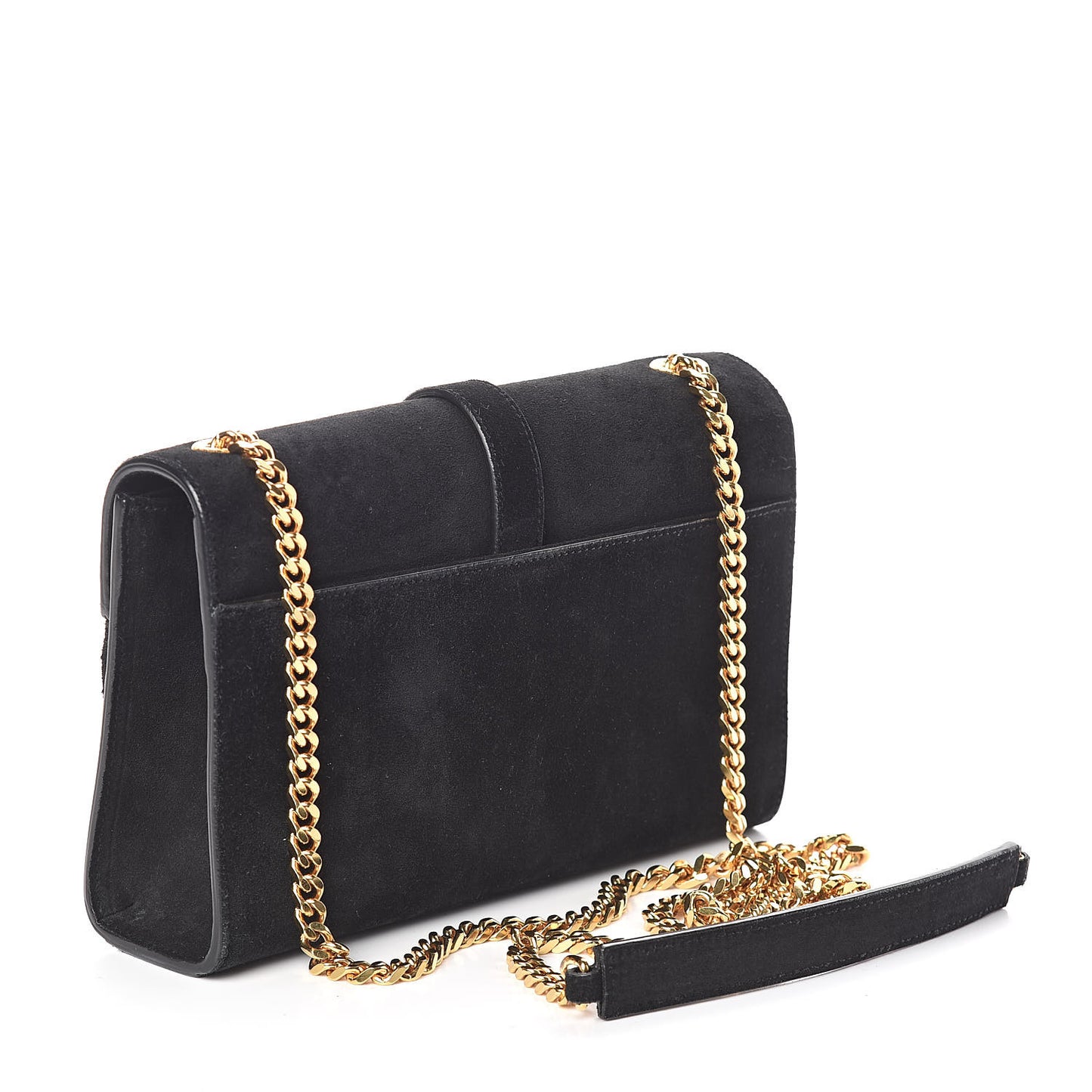 Suede Fringe Small Monogram Satchel Black