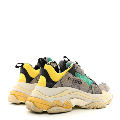 Balenciaga X GUCCI Maxi GG Supreme Monogram Mens Triple S Sneakers 40 Beige Ebony Black Green 4 of 8