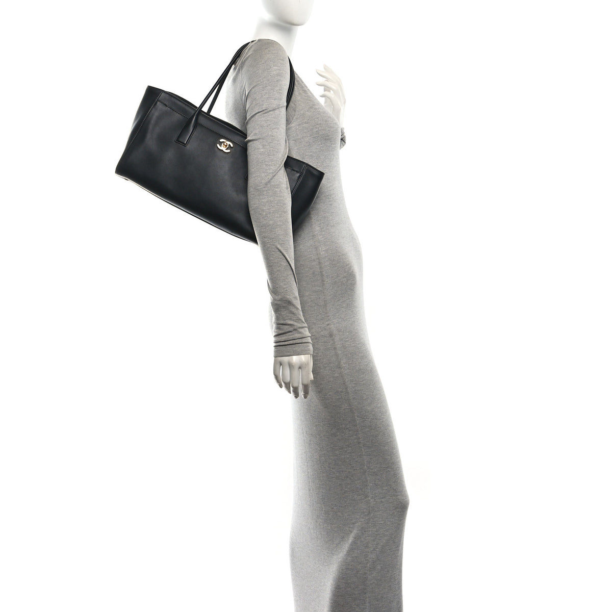 Calfskin Archetype Small Shopping Tote Black