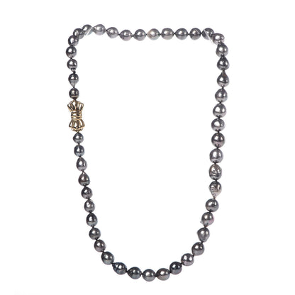 Mikimoto 18K Yellow Gold Gray South Sea Baroque Pearl 7-10mm Graduated Strand Necklace 18.5" 3 of 7