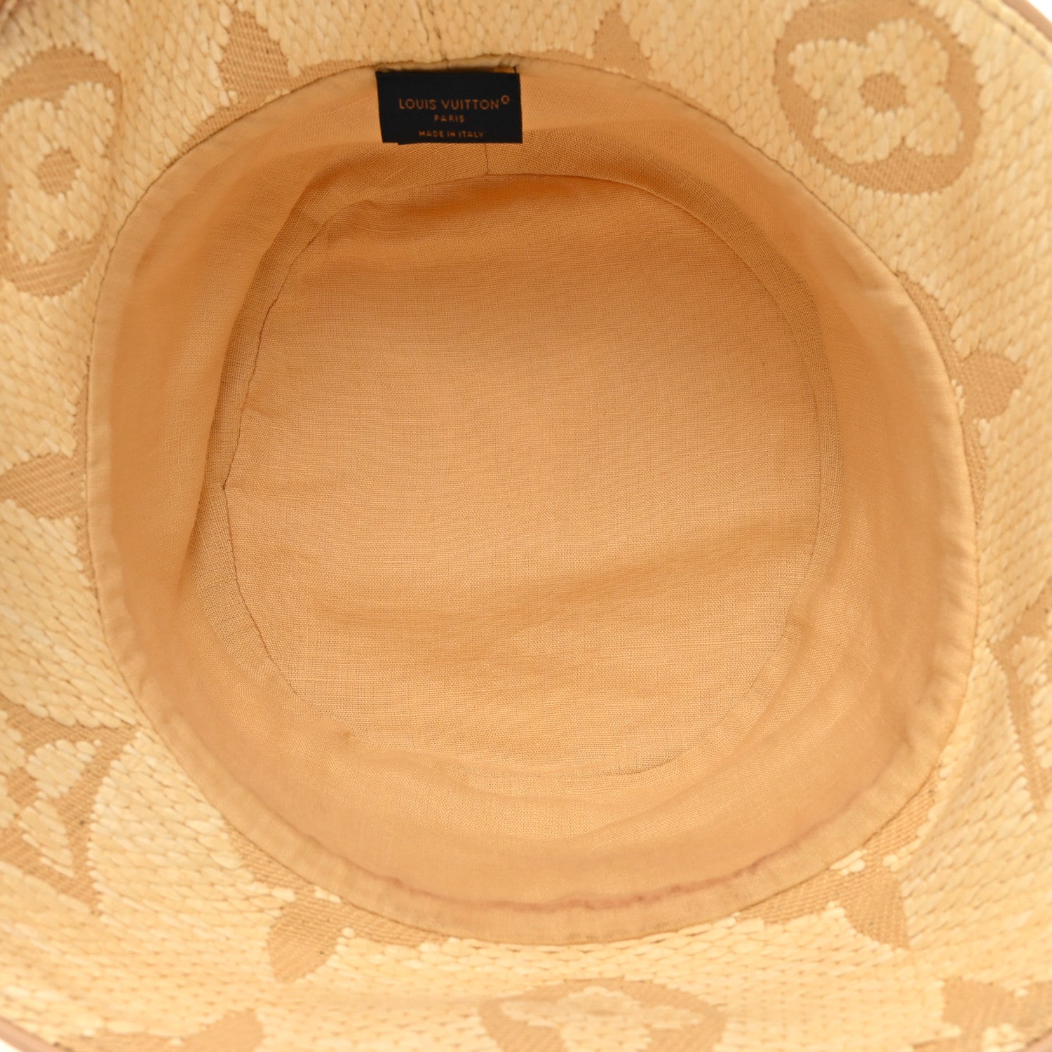 Louis Vuitton Woven Fabric Calfskin Monogram Beachview Bucket Hat Natural 5 of 8