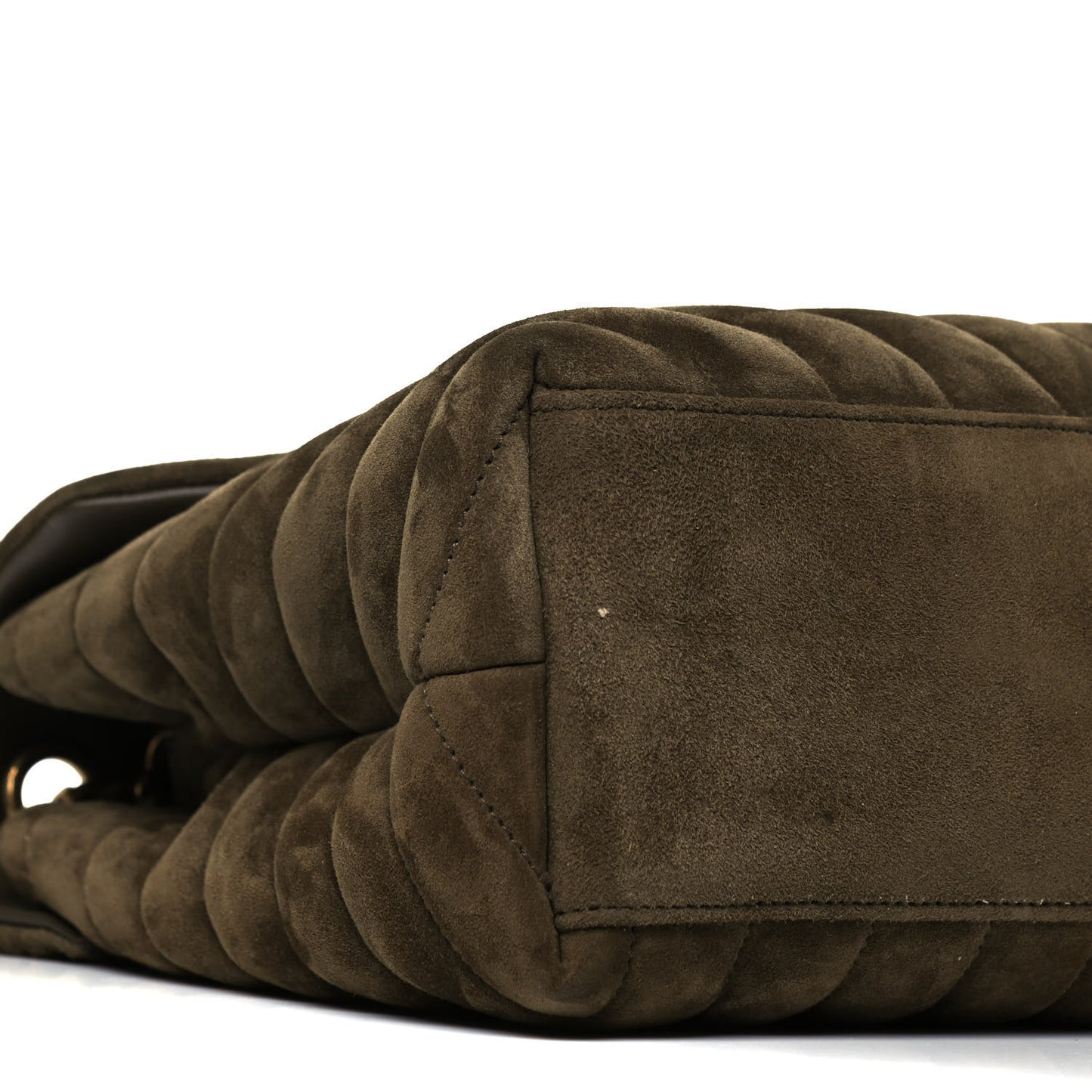 Suede Y Quilted Monogram Medium Loulou Chain Satchel Olive