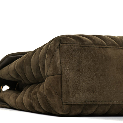 Saint Laurent Suede Y Quilted Monogram Medium Loulou Chain Satchel Olive 8 of 9