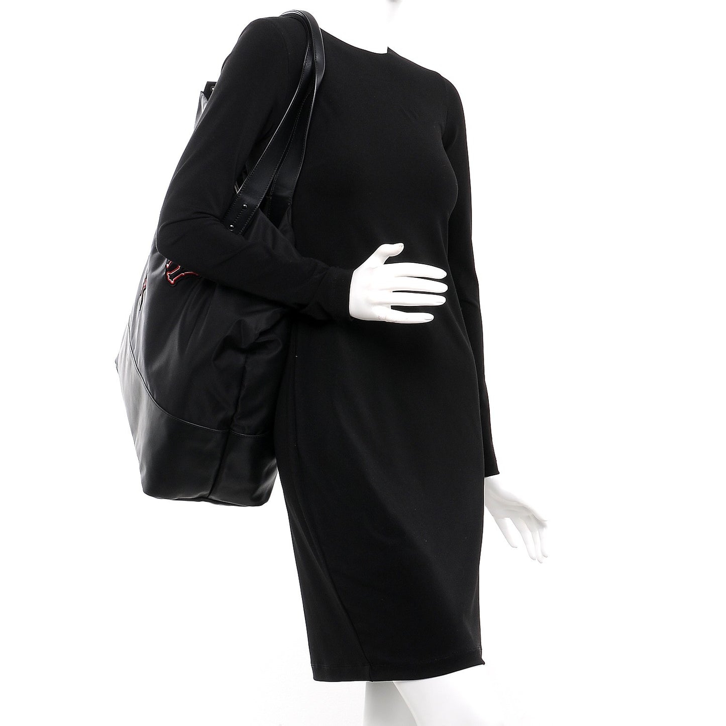 Nylon Calfskin Gothic Tote Black