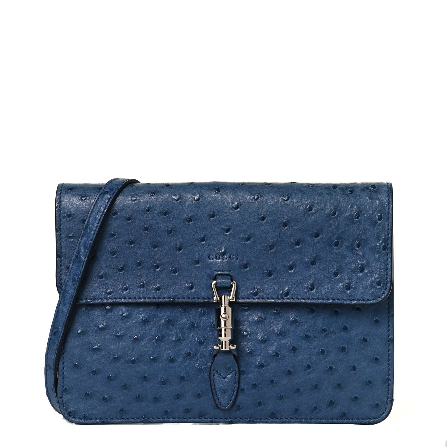 Ostrich Jackie Convertible Shoulder Bag Blue