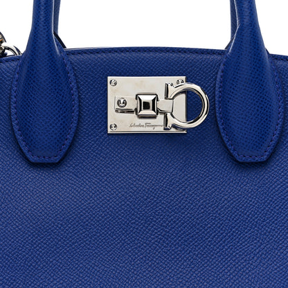 Salvatore Ferragamo Hammered Calfskin Small The Studio Box Bag Lapis Lazuli 8 of 10
