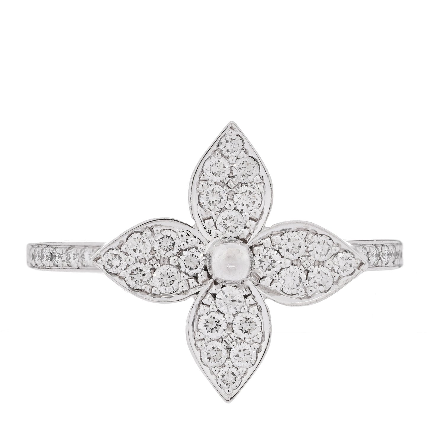 18K White Gold Diamond Star Blossom Ring 53 6.5