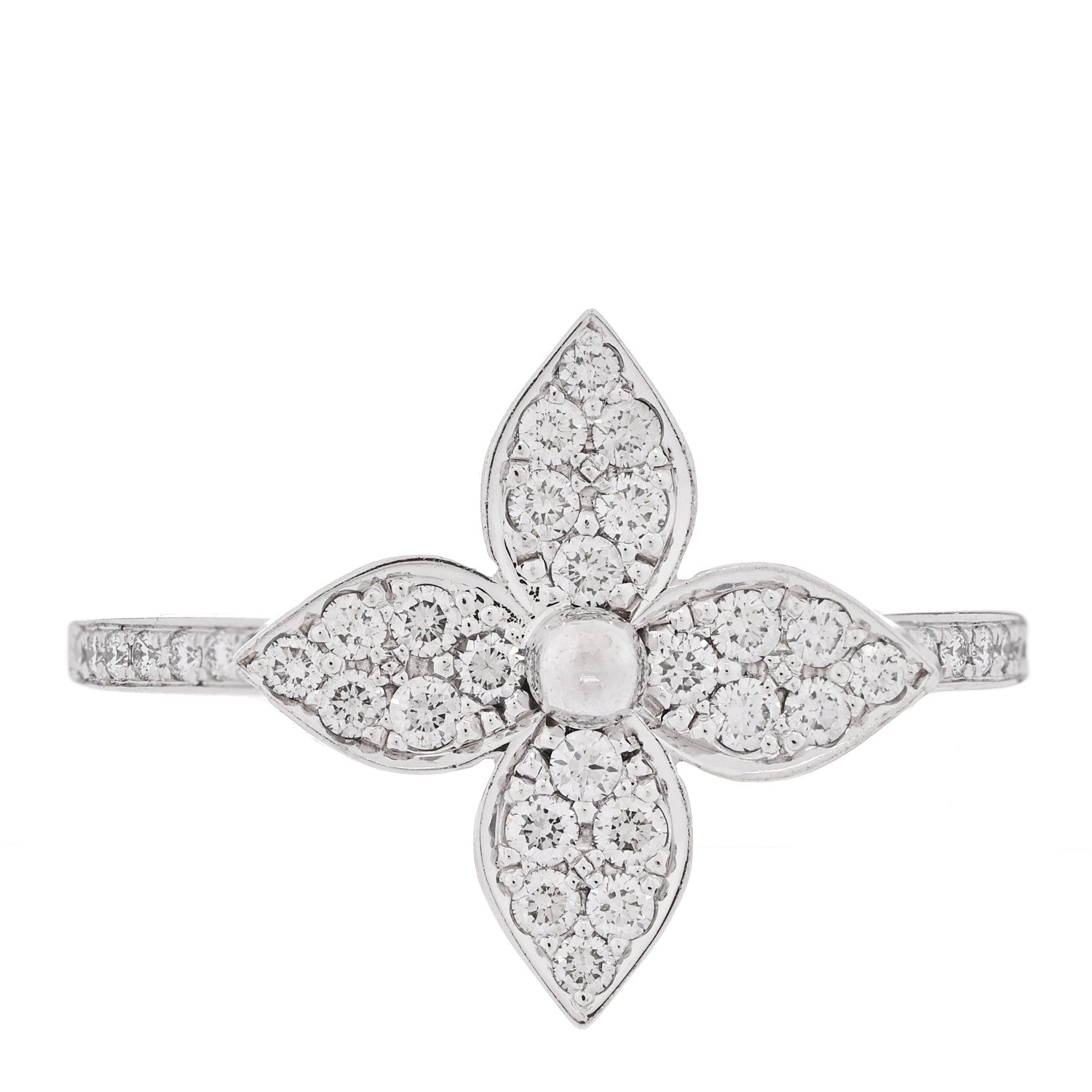 Louis Vuitton 18K White Gold Diamond Star Blossom Ring 53 6.5 1 of 7