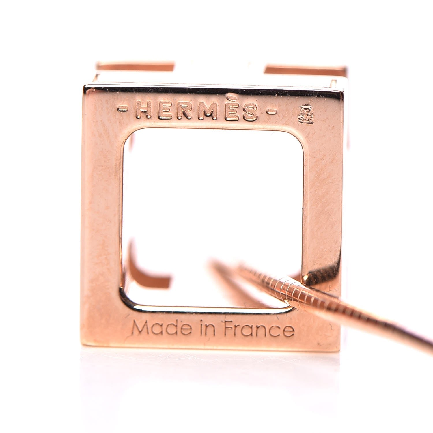 Hermes Rose Gold Lacquered Cage d'H Necklace White 5 of 7