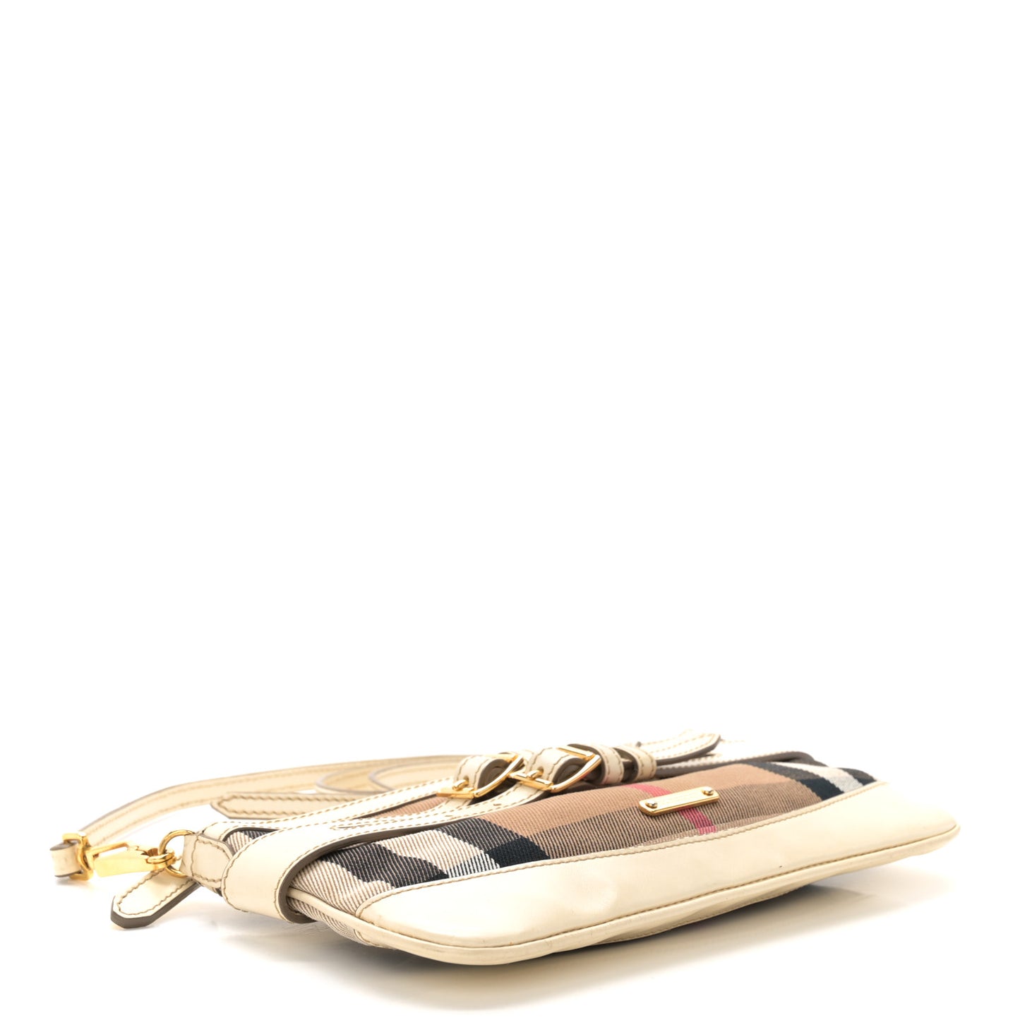 House Check Bridle Calfskin Peyton Crossbody White