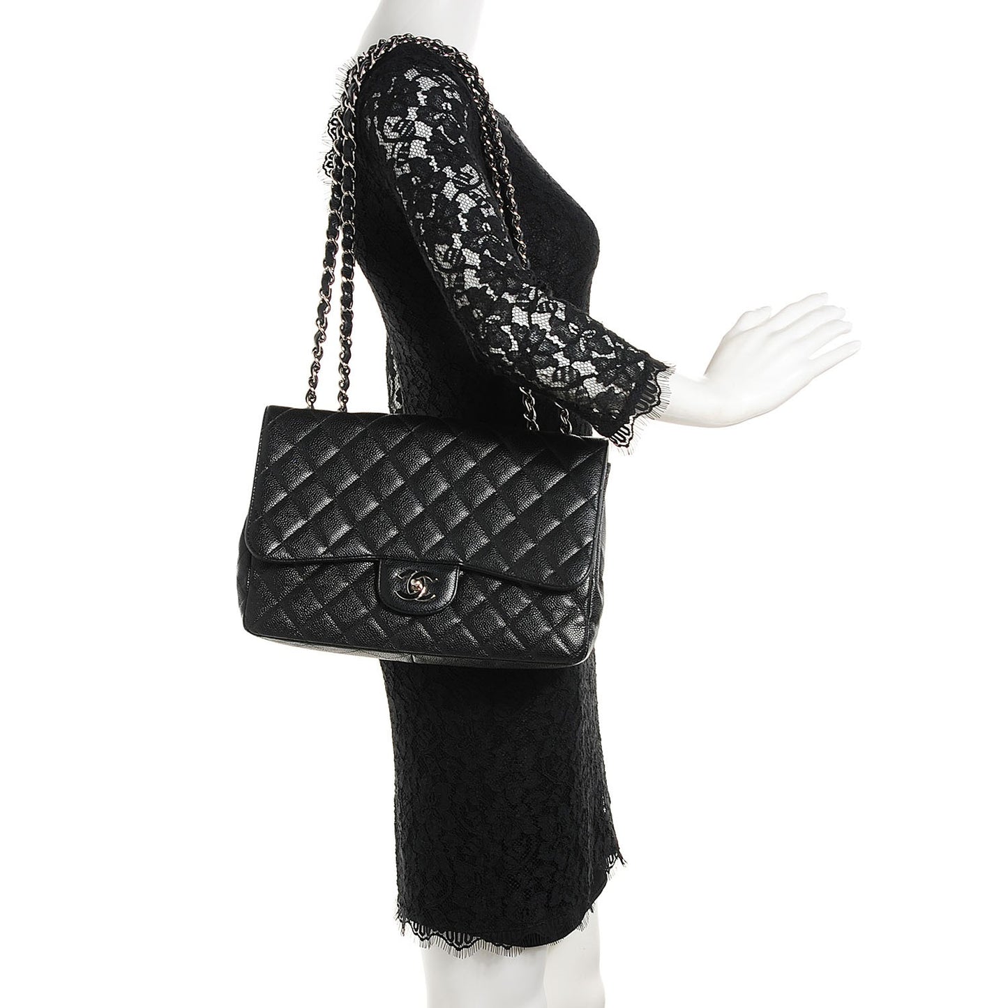 Caviar Quilted Jumbo Single Flap Black