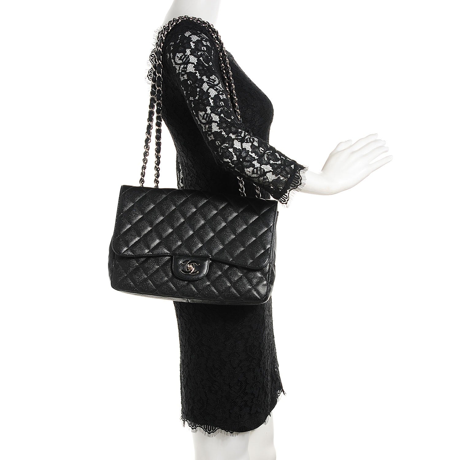 Chanel Caviar Quilted Jumbo Single Flap Black 2 of 9