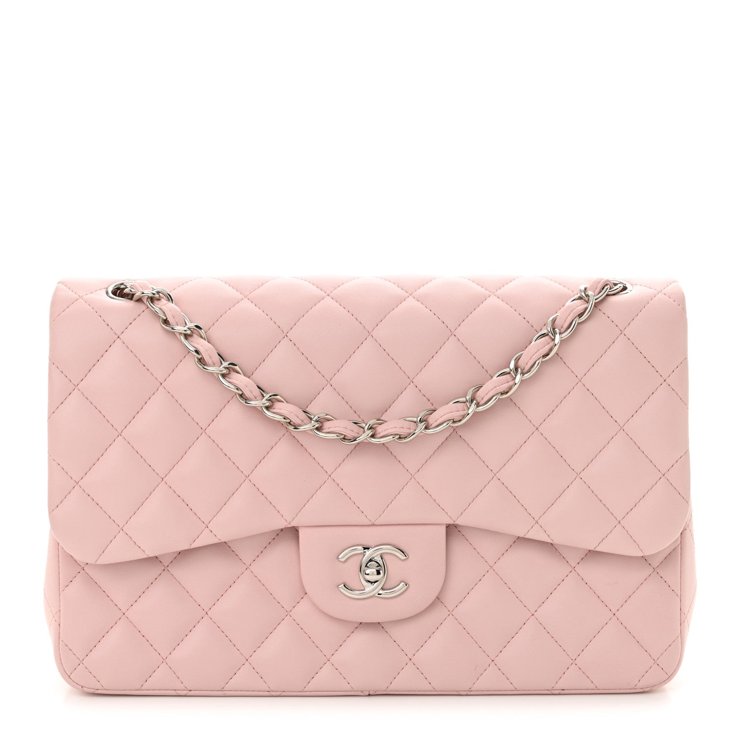 Chanel Lambskin Quilted Jumbo Double Flap Light Pink 1 of 12