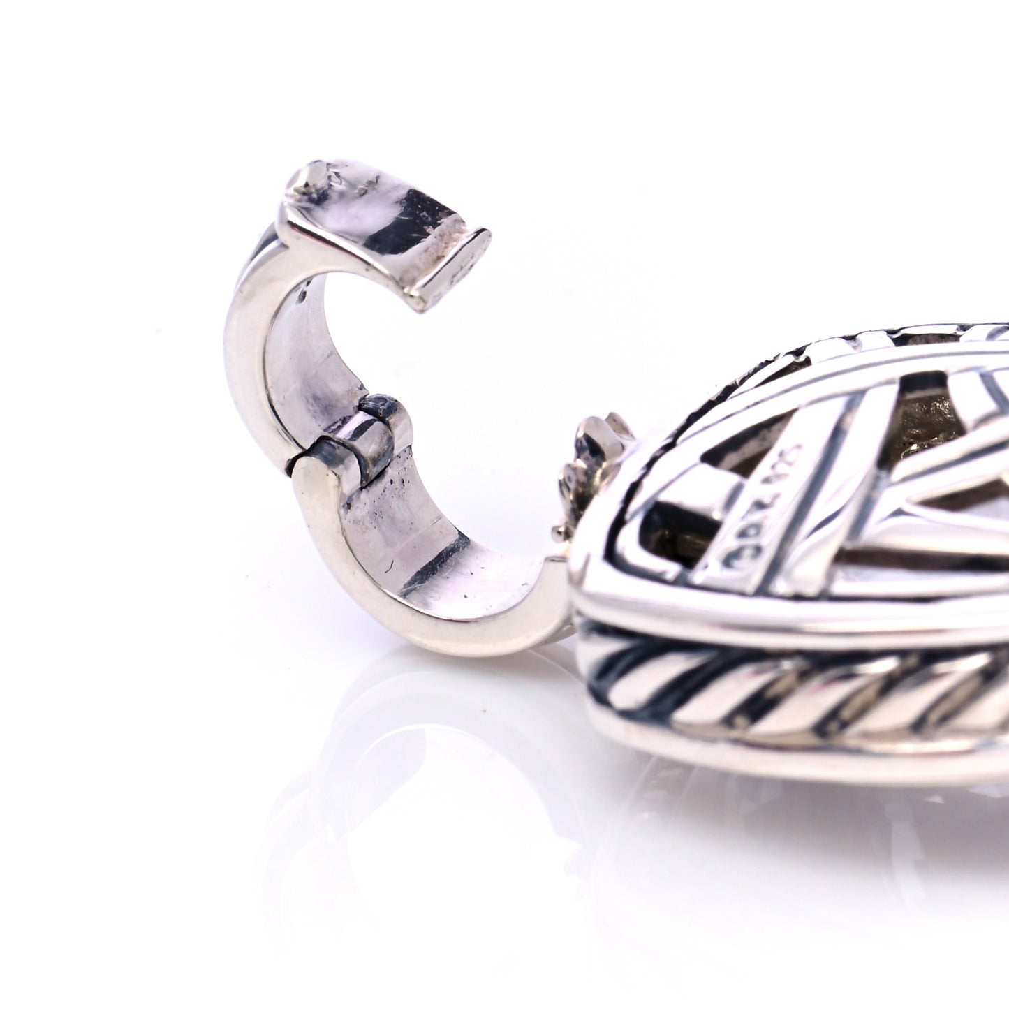 Sterling Silver Diamond Quartz 14mm Albion Enhancer Pendant