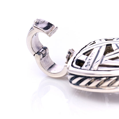 David Yurman Sterling Silver Diamond Quartz 14mm Albion Enhancer Pendant 5 of 7