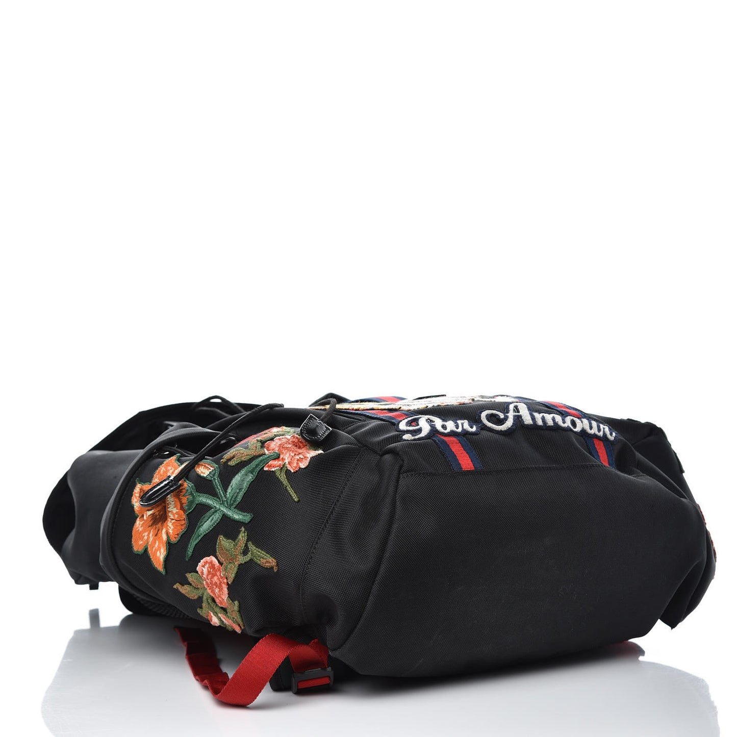 Techno Canvas Web L'Aveugle Par Amour Embroidered Double Buckle Backpack Black