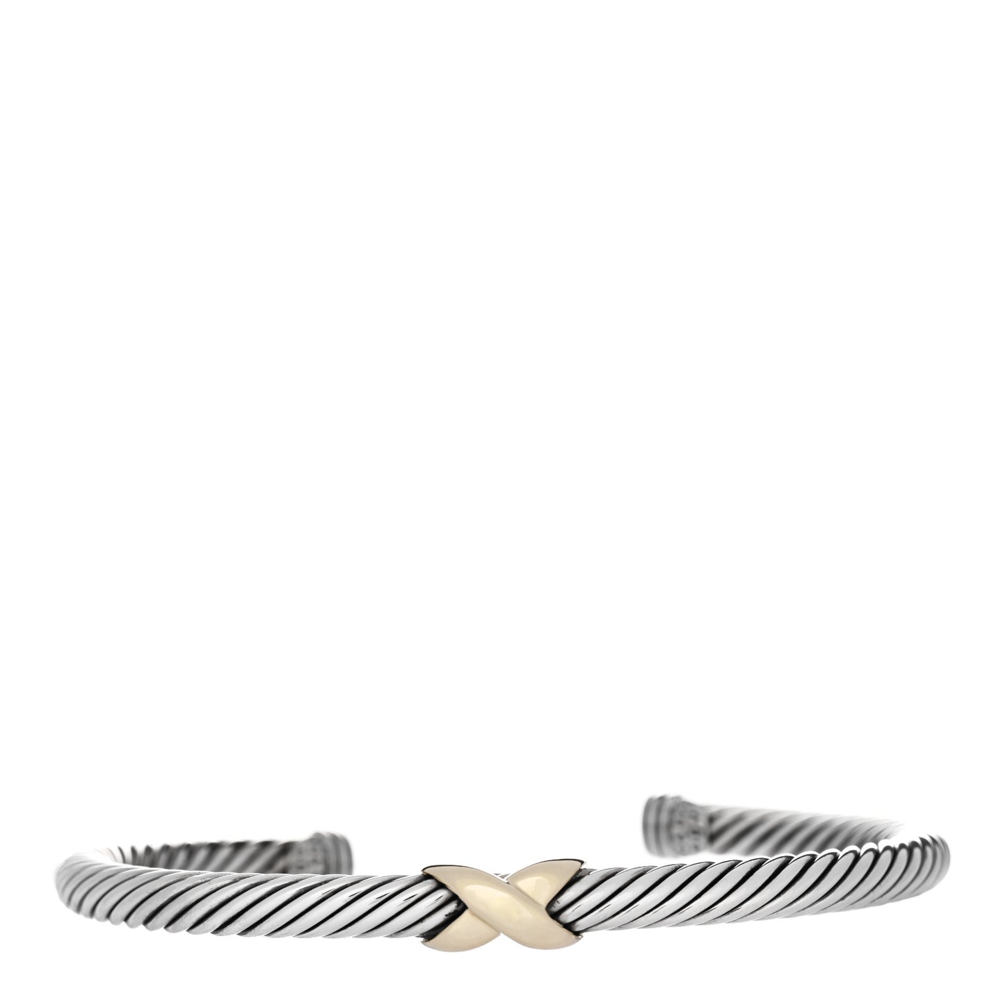 Sterling Silver 14K Yellow Gold 5mm X Station Cable Bracelet